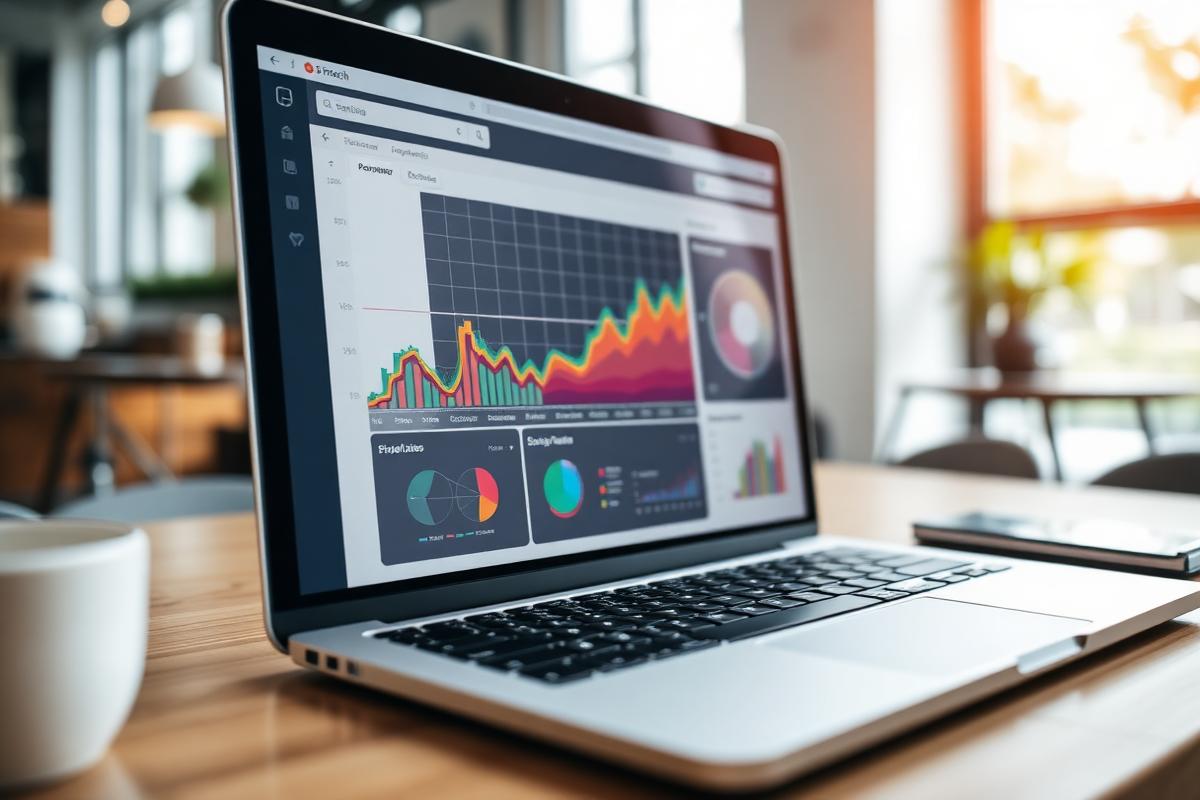 Restaurant owner reviewing live sales analytics on a laptop