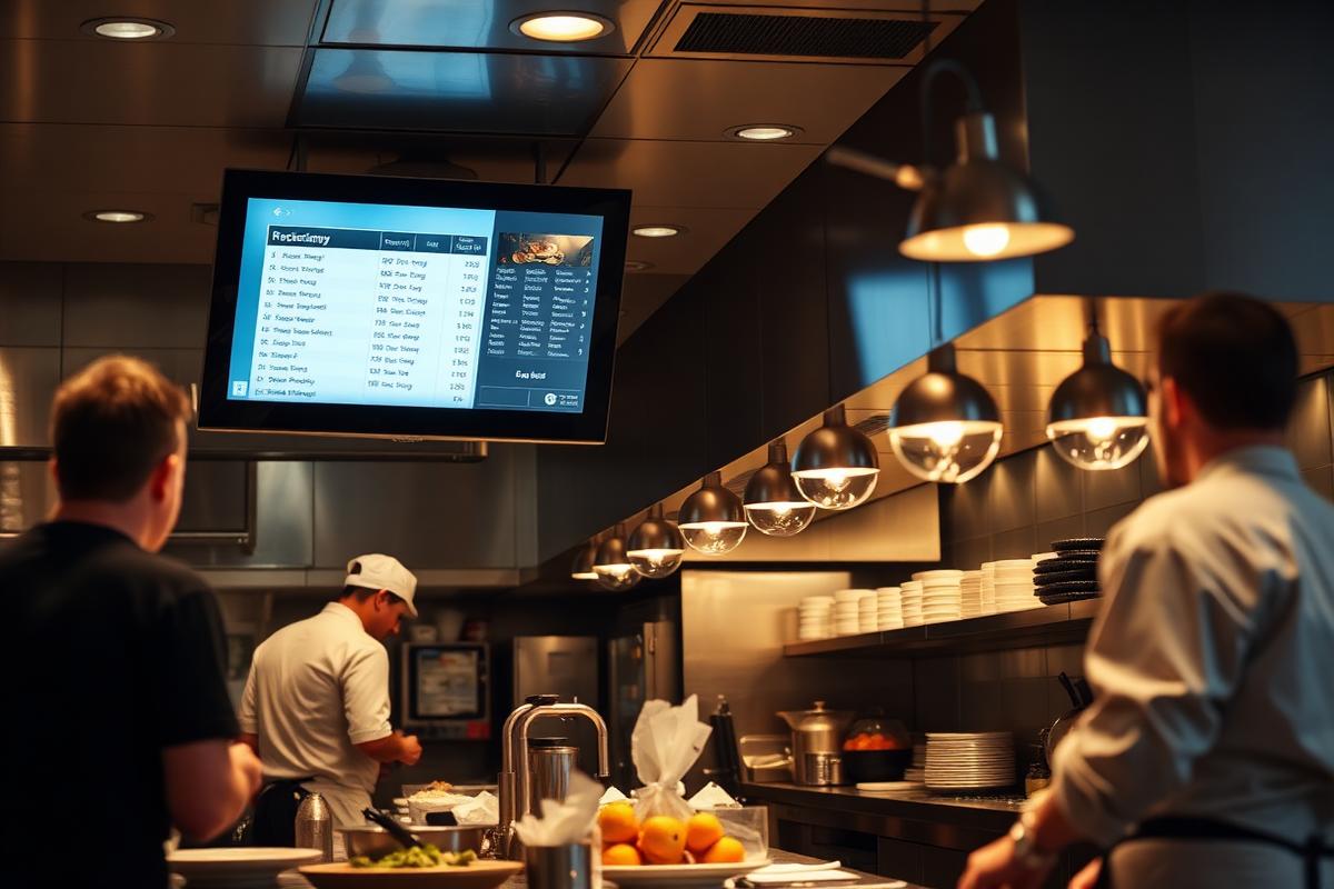 Kitchen display showing live restaurant orders