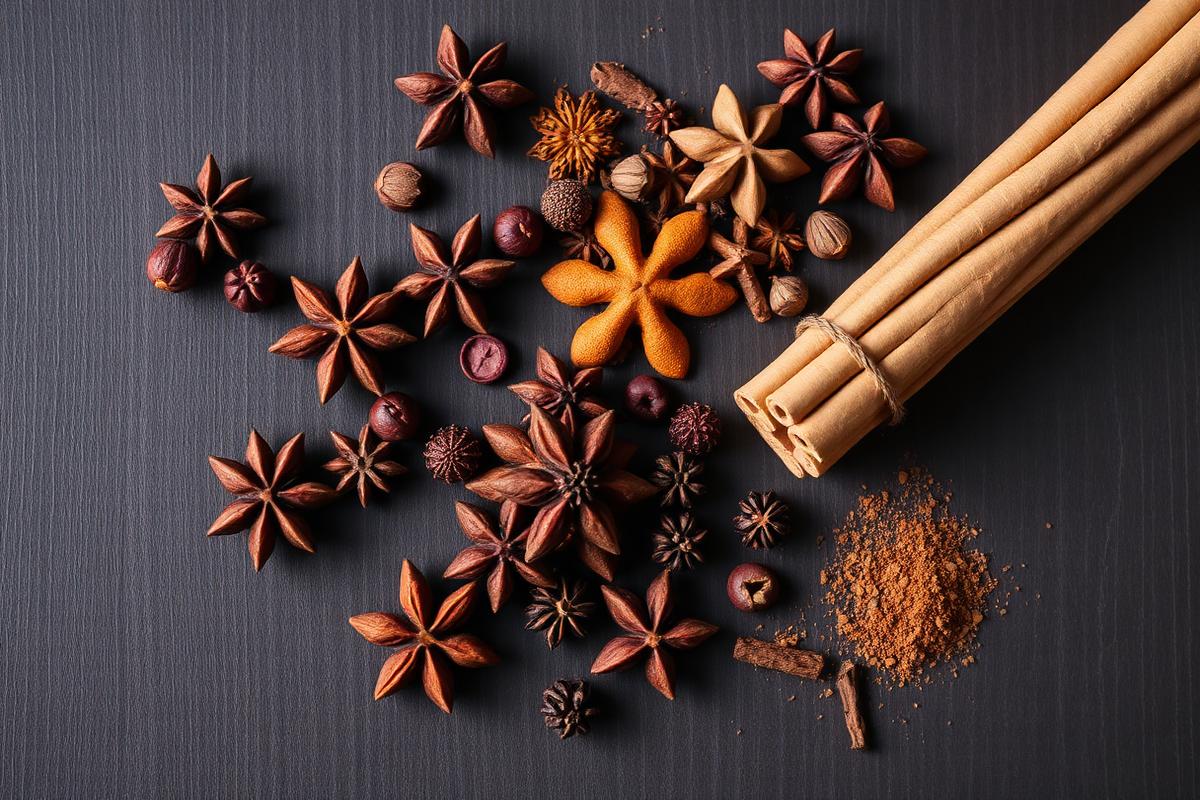 Allspice berries and cinnamon